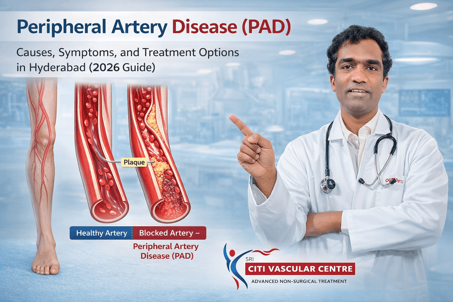 Advanced PAD treatment procedure at Citi Vascular Hospital KPHB Hyderabad
